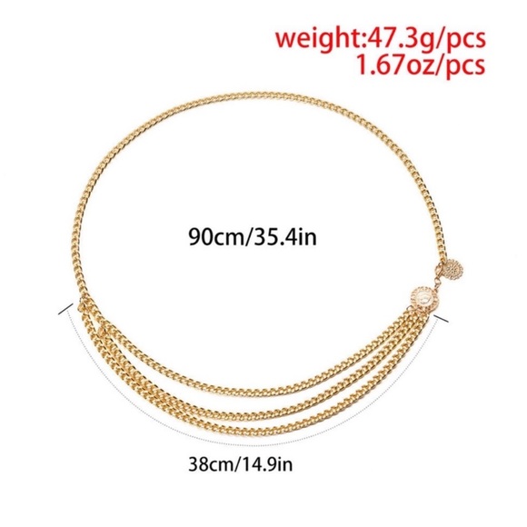 3/$30 ❤️ Metal Gold Plate Chain Waist Belt - Picture 5 of 7